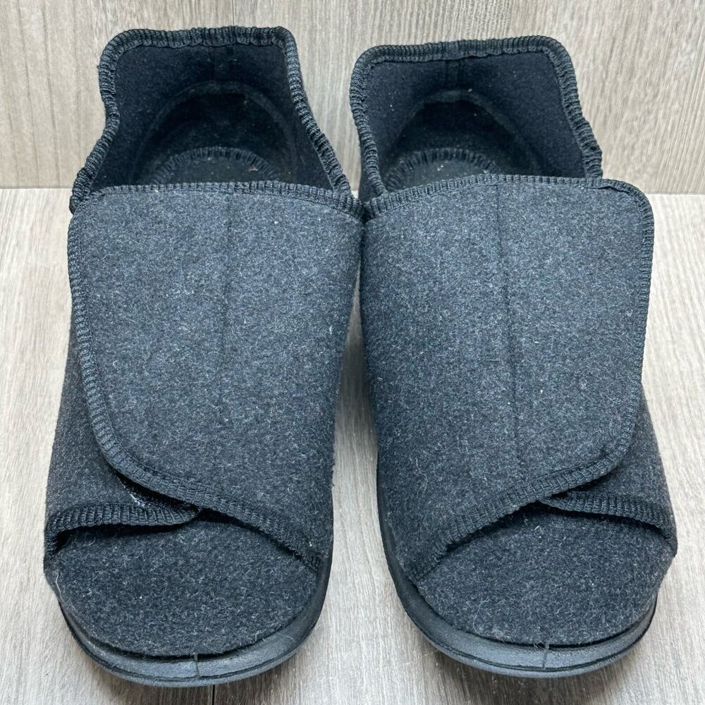 Lesvago Shoes Mens Size 10 Diabetic Slipper Adjustable Slip On Comfort Black - Picture 6 of 12